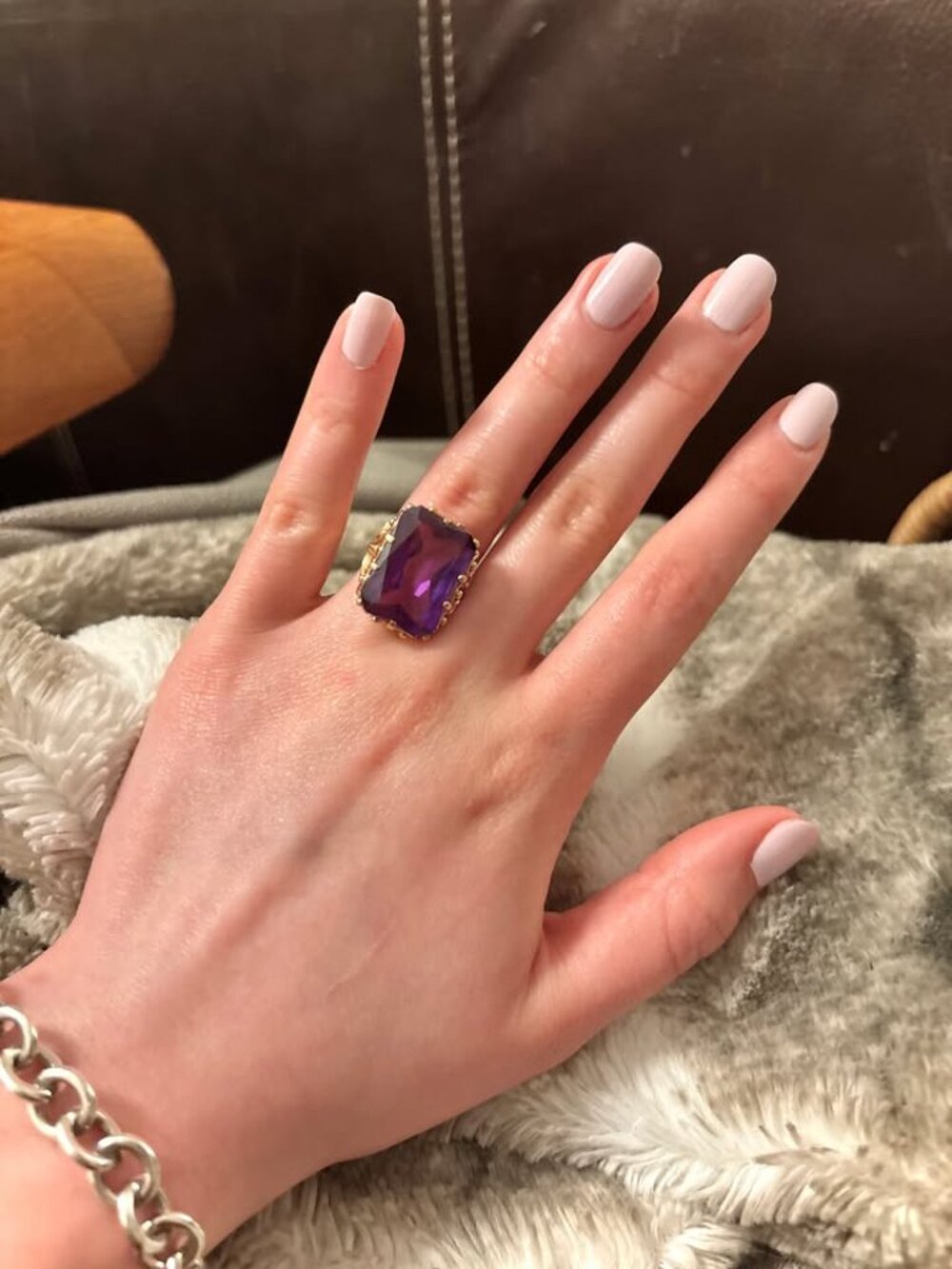 Vintage Polish 14K Gold Amethyst Ring